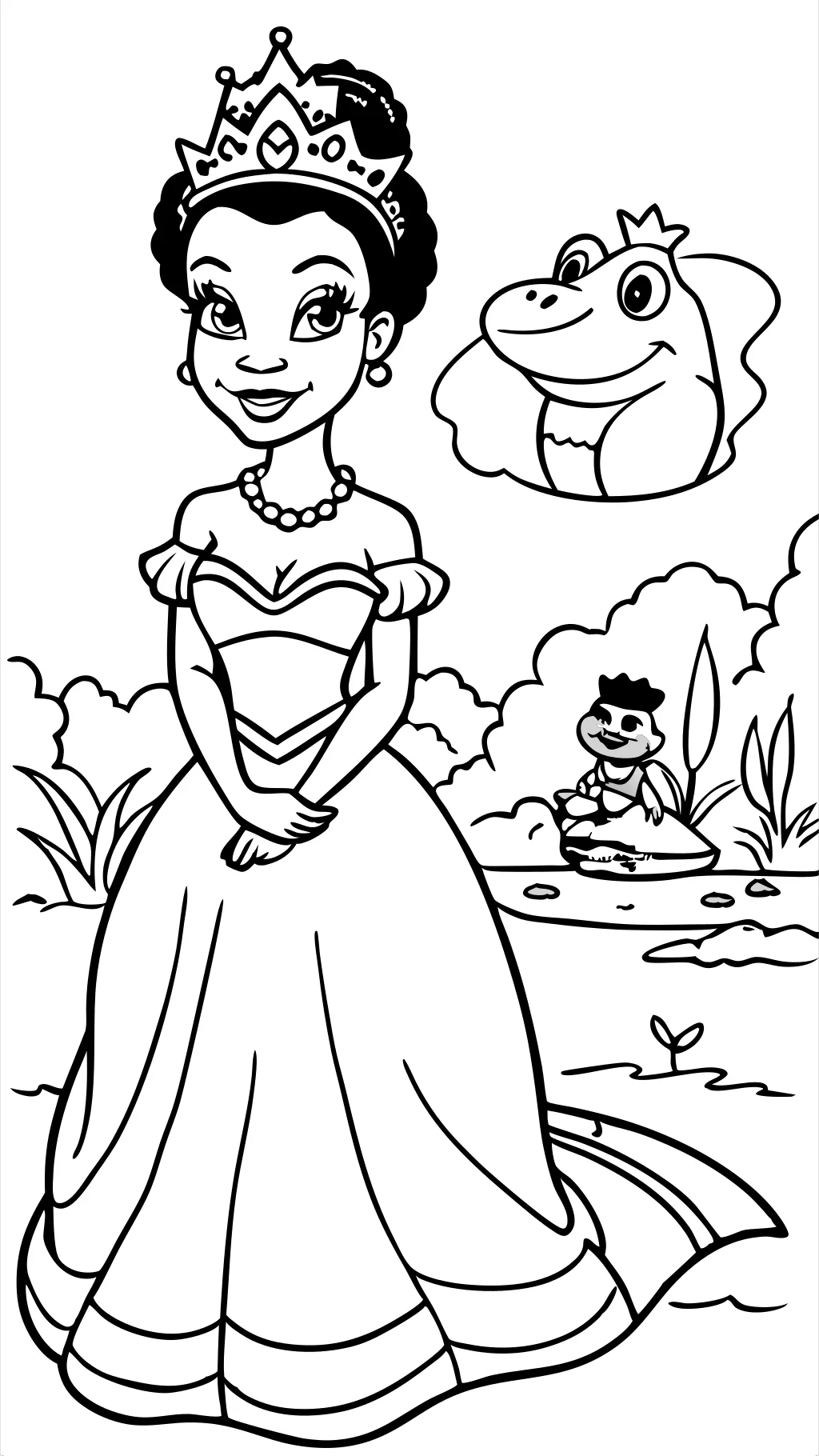 Páginas para colorear de la princesa Tiana